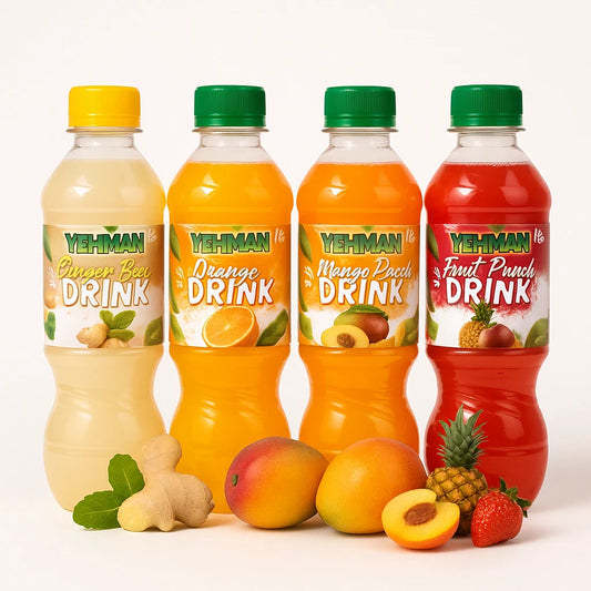 Taster pack (Orange, Ginger Beer, Mango Peach & Fruit punch) Still Caribbean Juice 500ml